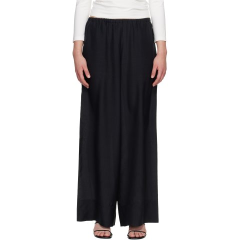 Black Silk Grid Trousers
