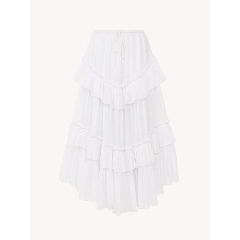 Cotton Voile Layered Midi Skirt