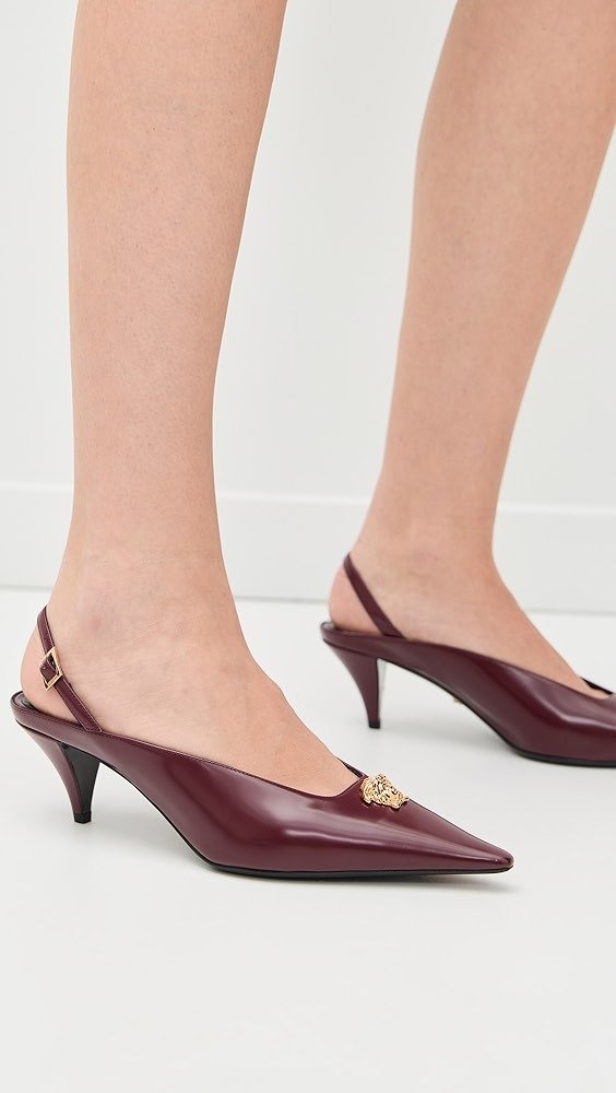 La Medusa Leather Slingbacks 55mm