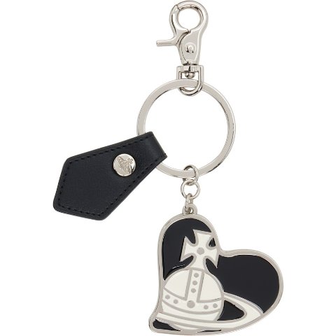 Vivienne Westwood Black Silver Orb Heart Keychain