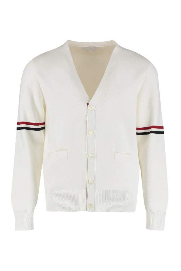  4-Bar V-Neck Cardigan Tricolour