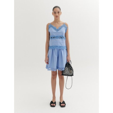 Lace A-Line Shorts Light Blue