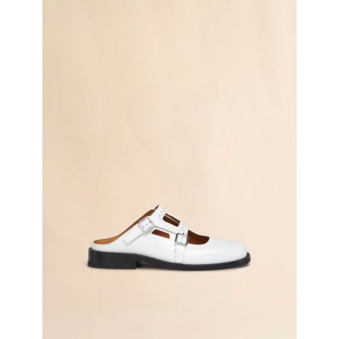 MarniBambi 3.0 White Leather Loafer Double Buckle
