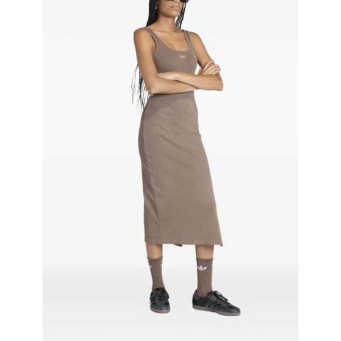 Trefoil Ribbed-Knit Midi Dress
