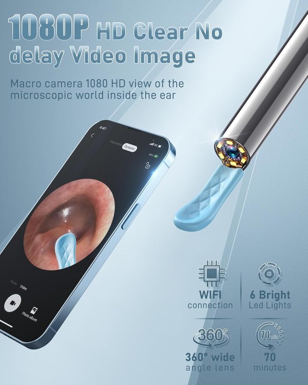 Loyker Ear Cleaner Camera 1080P with 6 Ear Picks