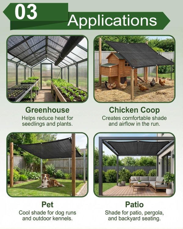 vensovo Sunblock Shade Cloth Black 10x20 Ft