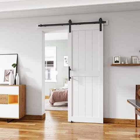 H-Frame Sliding Barn Door 30x80in White