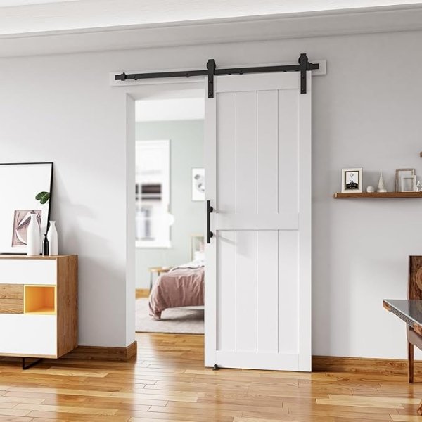 H-Frame Sliding Barn Door 30x80in White