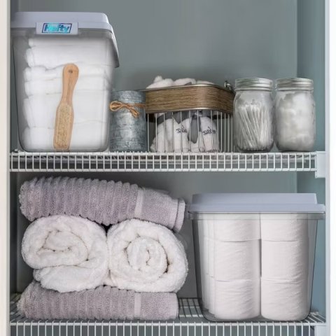 32qt Clear Plastic Storage Bin Gray Lid