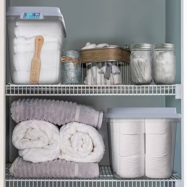  32qt Clear Plastic Storage Bin Gray Lid