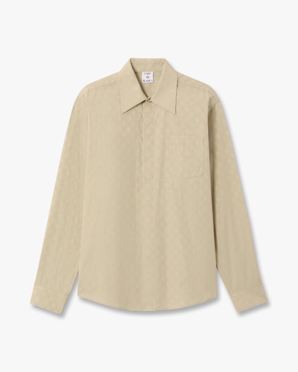 Beige Long Sleeve Cotton Shirt