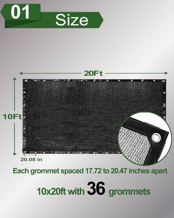 vensovo Sunblock Shade Cloth Black 10x20 Ft