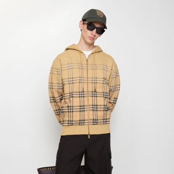 Cotton Zip Hoodie Sand Beige