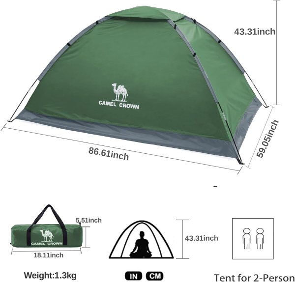 CAMEL CROWN Camping Dome Tent Waterproof 2 Person