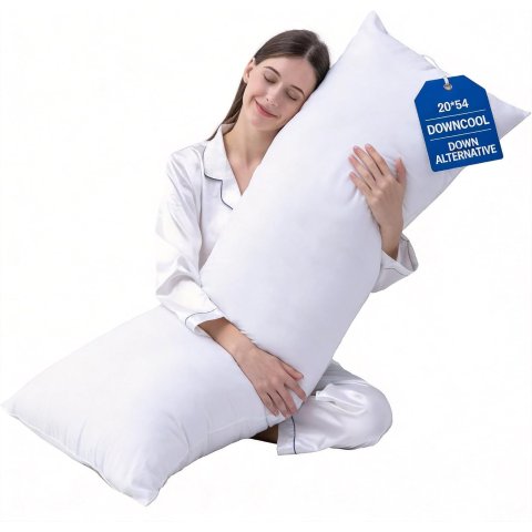 DOWNCOOL Large Body Pillow 20x54 Inch White