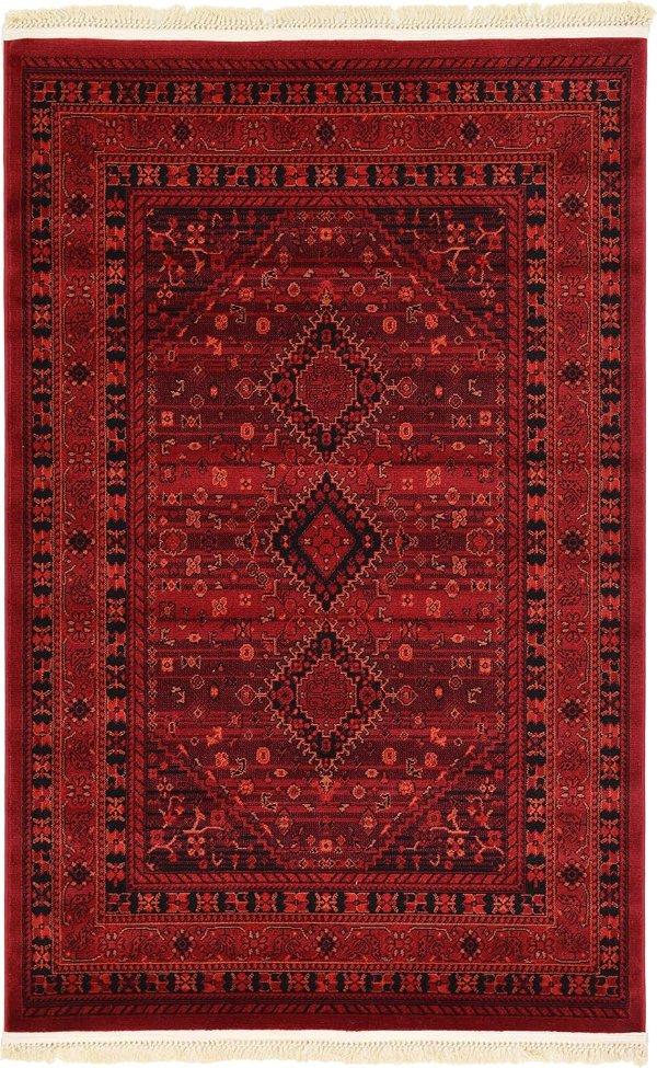 Sheibani 地毯 4'1"x6'1" 红黑