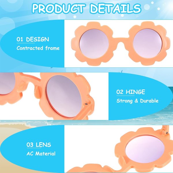 Kids Flower Sunglasses 3 Pack Colorful