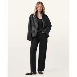 AllSaints  Sadie Barrel Leg 牛仔裤 水洗黑色