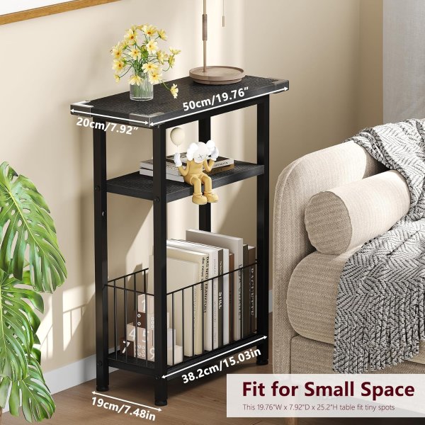 Heybly Narrow Side Table HET004BK1 Black 25.2 Inch