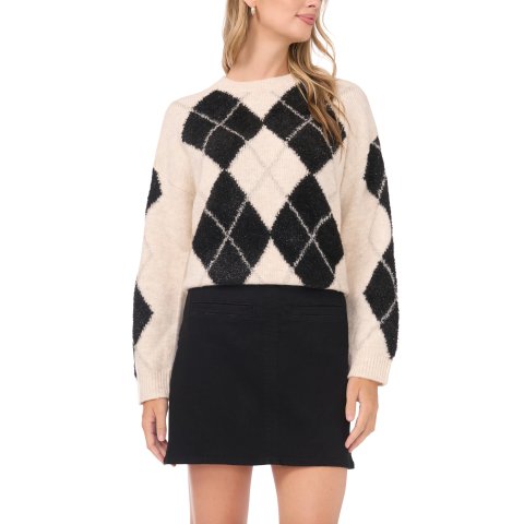 Argyle Metallic Crewneck Sweatshirt Women