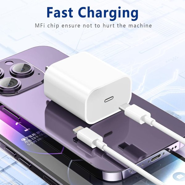 Exeric USB C转Lightning快充线 3英尺 2条装