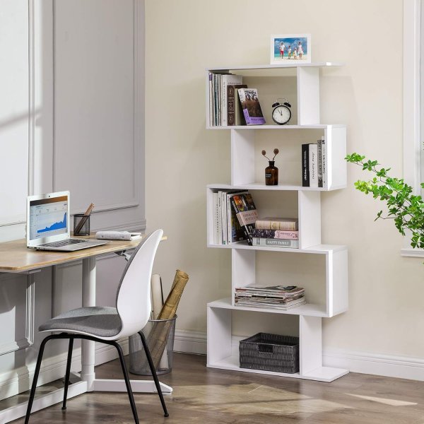 5-Tier Wooden Bookshelf White