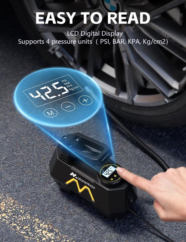 Motorenbau 便携式充气泵 12V 数显 9.84英尺线