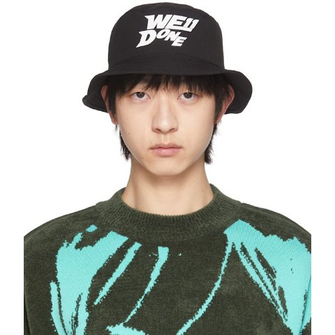 We11done Black Logo Bucket Hat