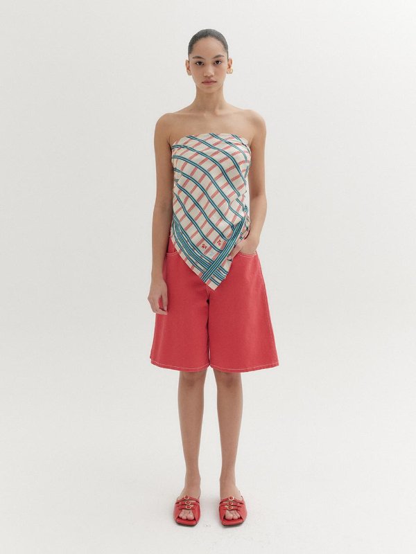 Classic Denim Bermuda Shorts Red