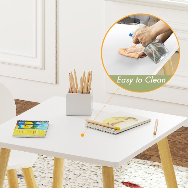 UTEX Kids Table and 2 Chairs Set White