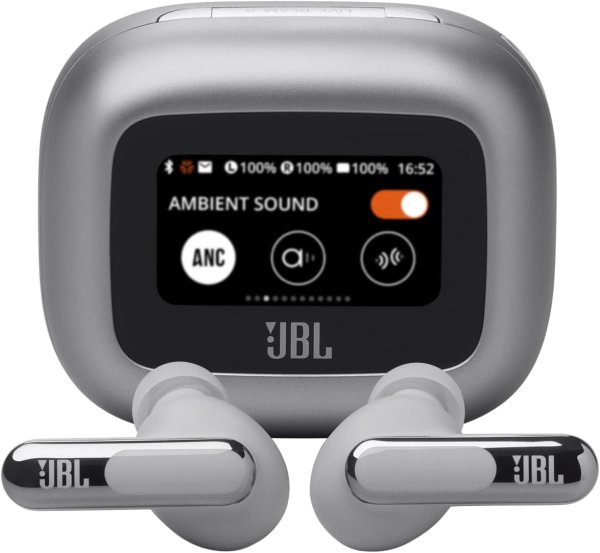 JBL Live Beam 3 True Wireless Noise-Cancelling Earbuds Silver 48Hrs