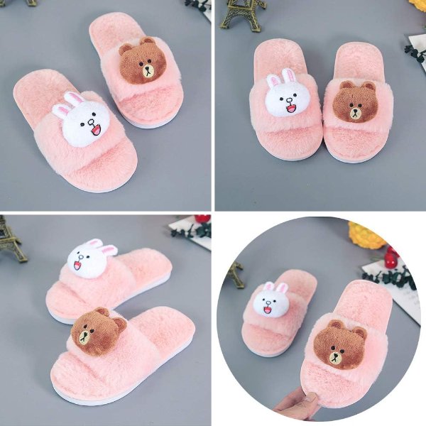 techcity Kids Fuzzy Open Toe Slippers