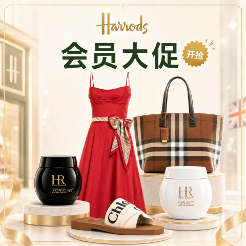 黑绷带套装$432开抢！Harrods 会员大促低至8折