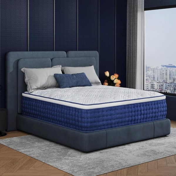 CH CHARME HOUSE 12 Inch Hybrid Queen Mattress Blue