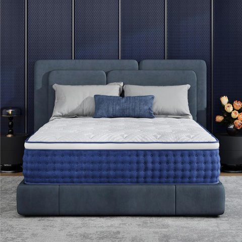CH CHARME HOUSE 12 Inch Hybrid Queen Mattress Blue