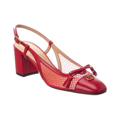 Valet Du Roi Mesh Leather Slingback
