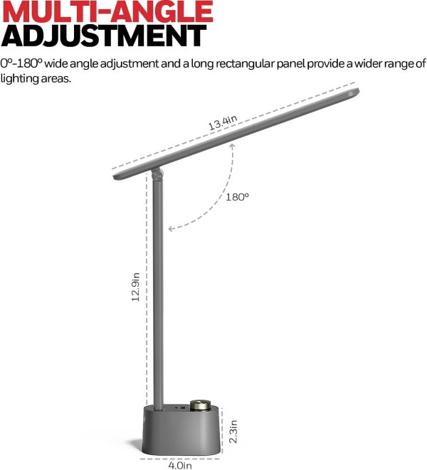 HWT-H01 Gray LED Desk Lamp USB A+C