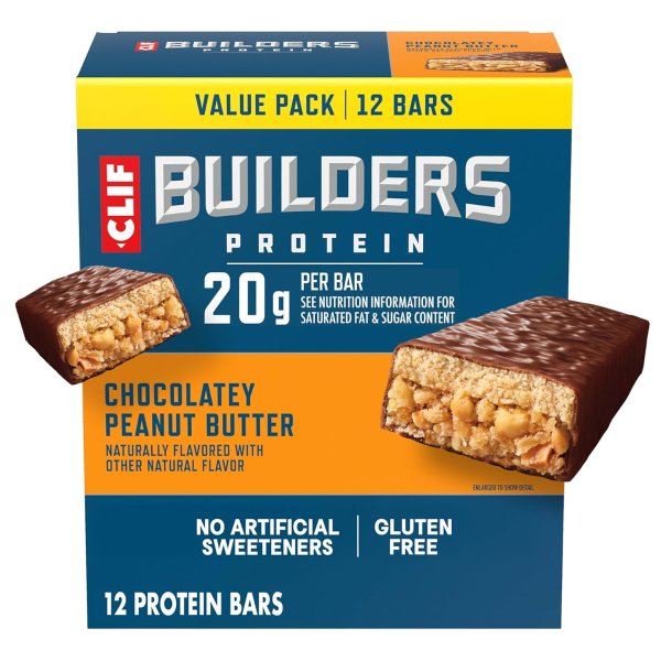 CLIF BUILDERS Protein Bars Chocolatey Peanut Butter 20g 12 Pack