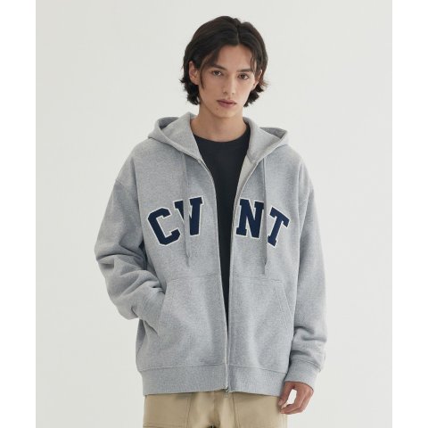COVERNATHooded Zip-Up Sweatshirt Gray