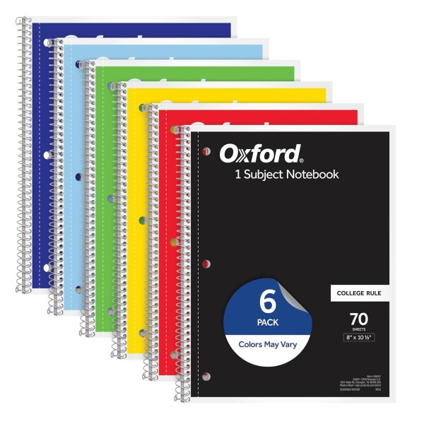 Oxford 螺旋本 6本装 8x10.5英寸