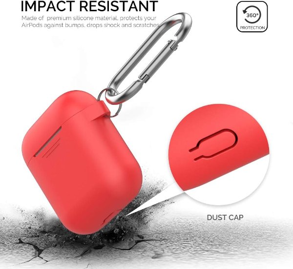 AhaStyle 硅胶保护壳 红色 适用AirPods 2