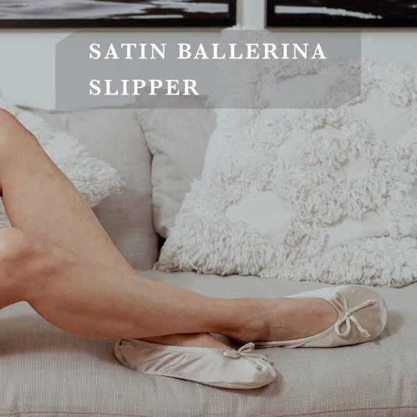 Satin Ballerina Slippers with Ribbon Bow