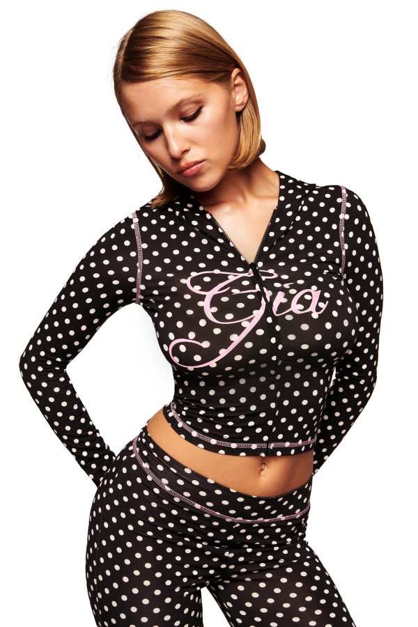 Blare Hoodie Black Polka Dot