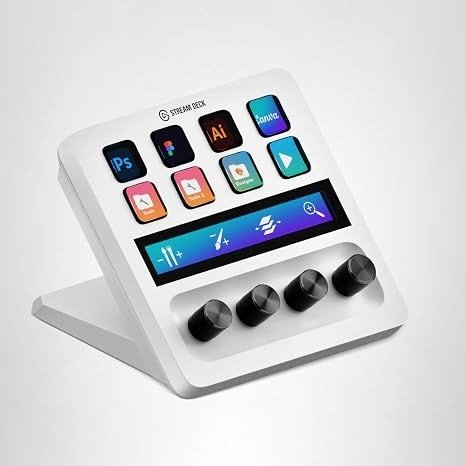 Stream Deck+ White Audio Mixer Console