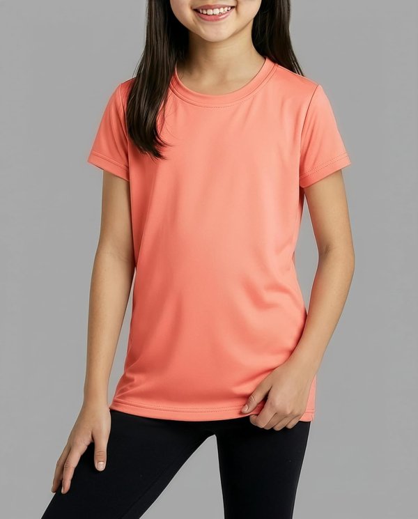 Real Essentials Girls Dry-Fit Short Sleeve T-Shirt 5 Pack