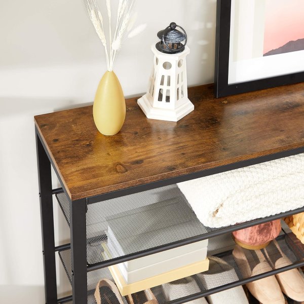 Shoe Rack ULBS016B01 6-Tier Metal Rustic Brown Black