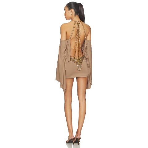 Jaded LondonBackless Embellished Mini Dress Brown
