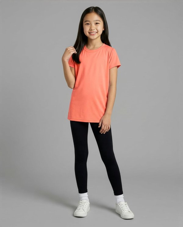 Real Essentials Girls Dry-Fit Short Sleeve T-Shirt 5 Pack