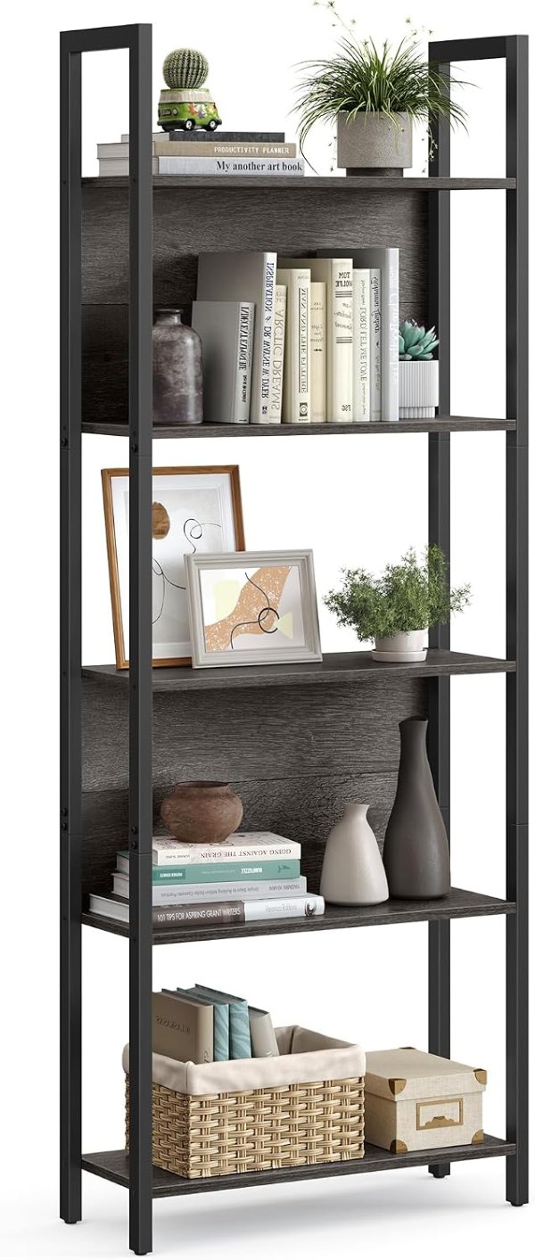5-Tier Bookshelf ULLS025B04 Industrial Charcoal Gray