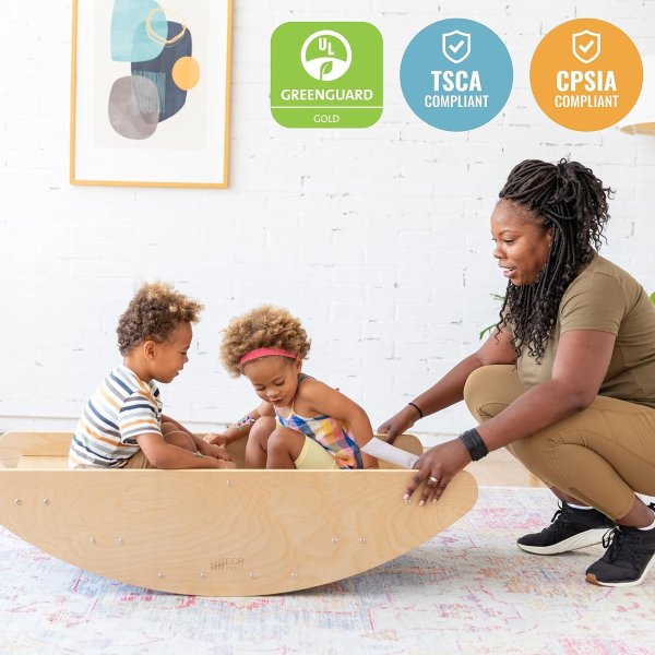 Wooden Rocking Boat Play Center Natural